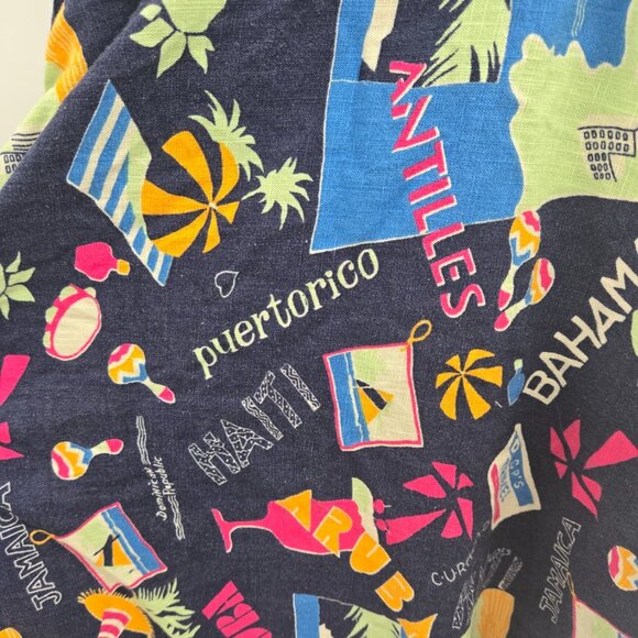 Modcloth Navy Just This Sway Travel Linen Blend Side Zipper Lined Skirt XXS - Picture 5 of 9